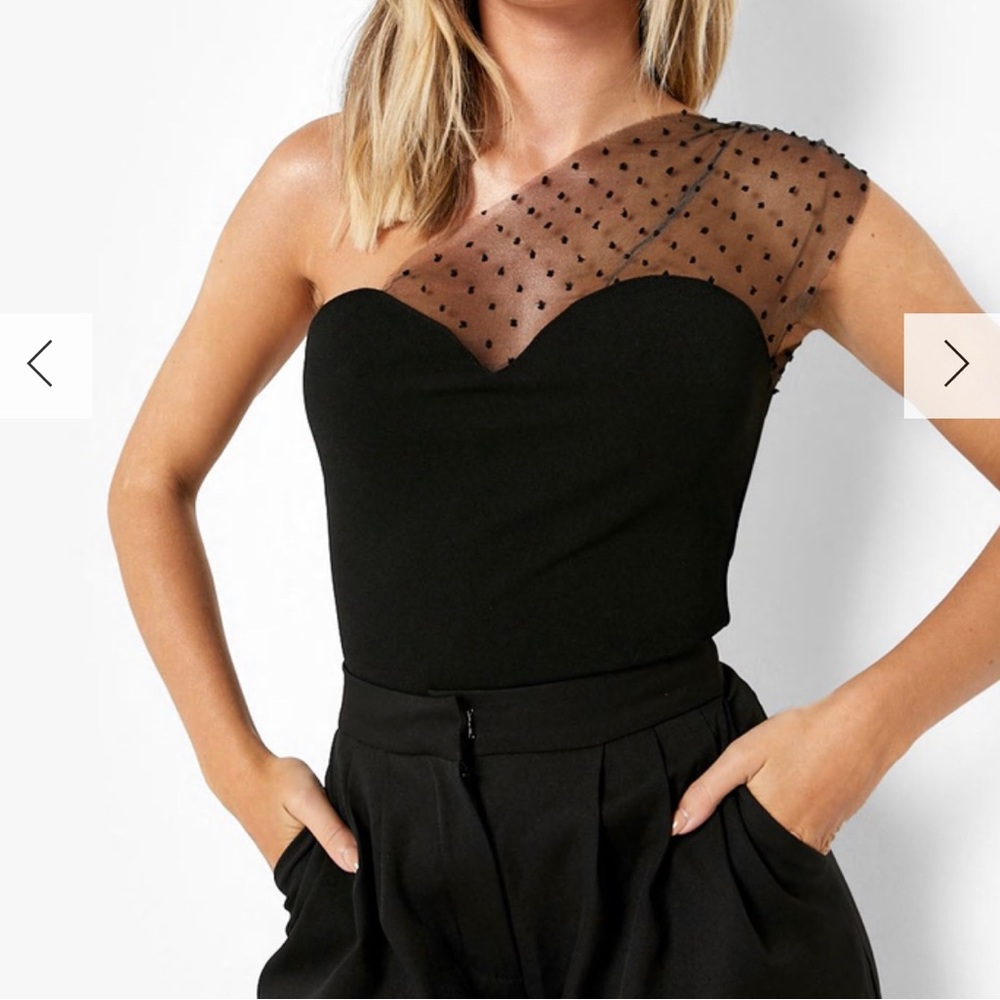 NWT black asymmetrical black bodysuit
